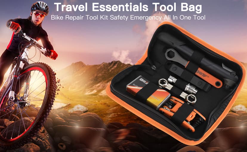 Bicycle Repair Bag With Tire Pump, Portable Tool Kit for Camping Travel - Bike Glueless Patches, Maintenance Essentials All in One Safety Kit B079K5N7KF