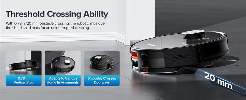 Robot Vacuum and Mop Combo, Robot Vacuum Self-Emptying with 11500Pa Suction, 70-Day Capacity, Fast Home Mapping, LiDAR Navigation, Smart Obstacle Avoidance, Ideal for Pet Hair, Carpet, Hard Floor