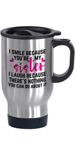 I Smile Because You're My Brother-in-law - Funny Travel Mug 14oz Coffee Mugs Cool Unique Birthday or Christmas Gifts for Brother In Law