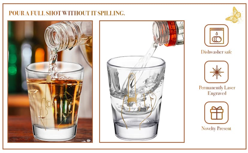 Mimorou Bride and Groom Glasses 2 Pieces Ring Finger Wedding Funny Bride Wine Glass 2 oz Mr and Mrs Engagement Gifts Stemless for Newlyweds Couples(Classic,1.93 Inch)