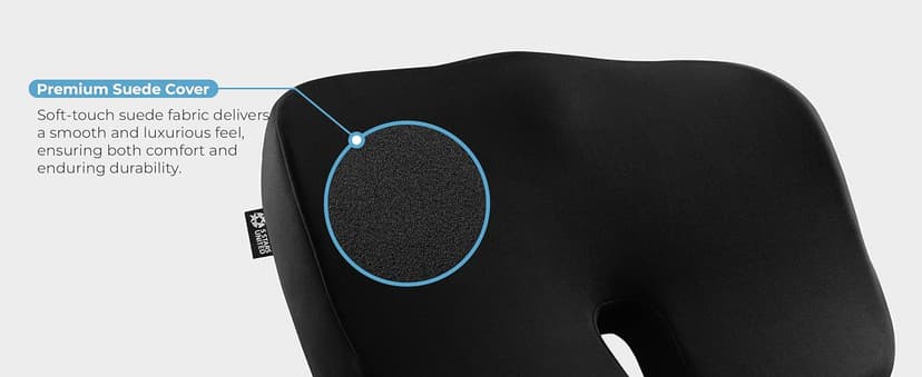 5 STARS UNITED Seat Cushion - Memory Foam Chair Cushion for Tailbone Pain Relief - Ergonomic Support for Coccyx, Sciatica & Butt - Office, Desk & Gaming Chair, Car Seat, Wheelchair, Airplane, Black