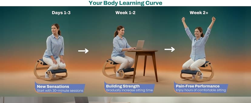 NYPOT Ergonomic Kneeling Chair with Adjustable Seats - Knee Chair for Posture Correction & Kneel Rocking Stool for Desk - Back Pain Relief for Home and Office, Supports 250 pounds - 5 Years Warranty