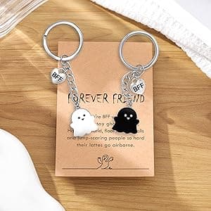 Best Friend Birthday Gifts for Women Funny Cute Ghost Keychain Bestie Gifts Long Distance Stuff for 2 with Card