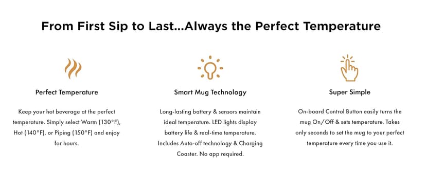 Nextmug - Temperature-Controlled, Self-Heating Coffee Mug (Black - 14 oz.)