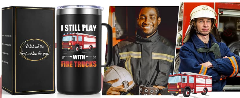 Lifecapido Firefighter Gifts for Men, I Still Play With Fire Truck 20oz Insulated Coffee Mug, Fire Fighter Fireman Christmas Gifts for Firefighters Men, Black