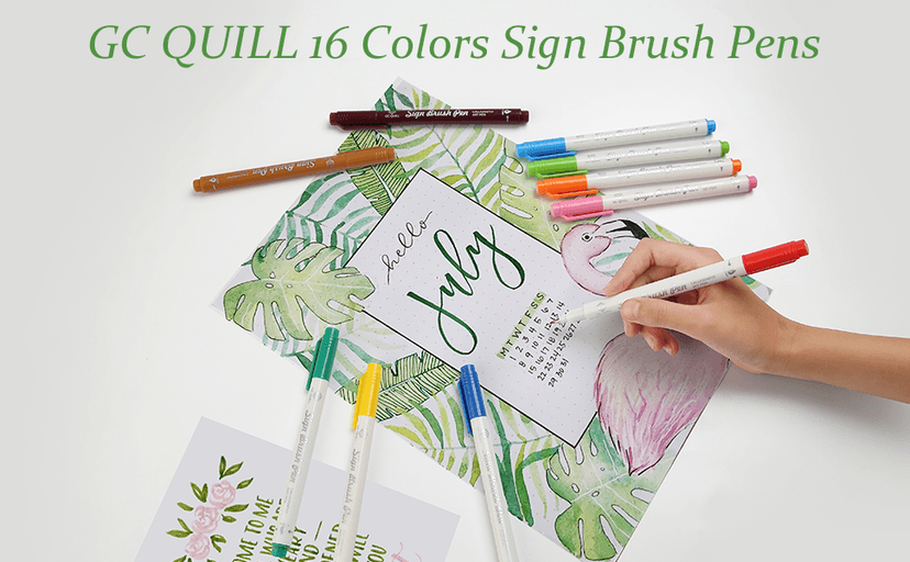 Fudenosuke Brush Pen - 16 Colors Calligraphy Brush Pens for Hand Lettering, Calligraphy, Drawing, Writing, Journaling GC-SB16