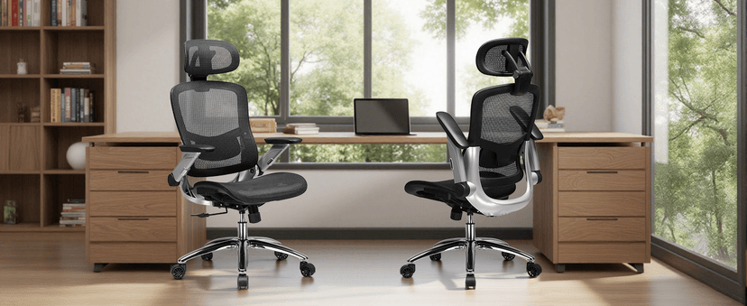 GTPLAYER Big and Tall Ergonomic Mesh Office Chair, High Back Home Desk Chair Computer Gaming Chair with Headrest, Flip-Up Arms, 90-125° Tilt Lock and Wide Cushion, Task Chair for Man Woman-Deep Black