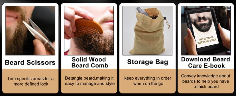 Beard Kit for Men Grooming & Care W/3 Pack Beard Oil, Wash, Balm, Comb, Brush, Scissors,Anniversary Valentines Birthday Fathers Gifts Idea for Husband Him Boyfriend Dad Men Christmas Stocking Stuffers