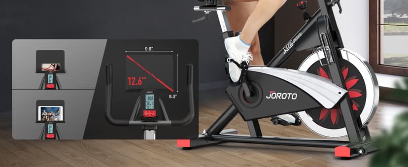 JOROTO Exercise Bike, Magnetic Stationary Bikes for Home with 40LBS Flywheel, App Supported Indoor Bike with 350LBS Weight Capacity, Low Noise,Digital Monitor,Bottle and Tablet Holder