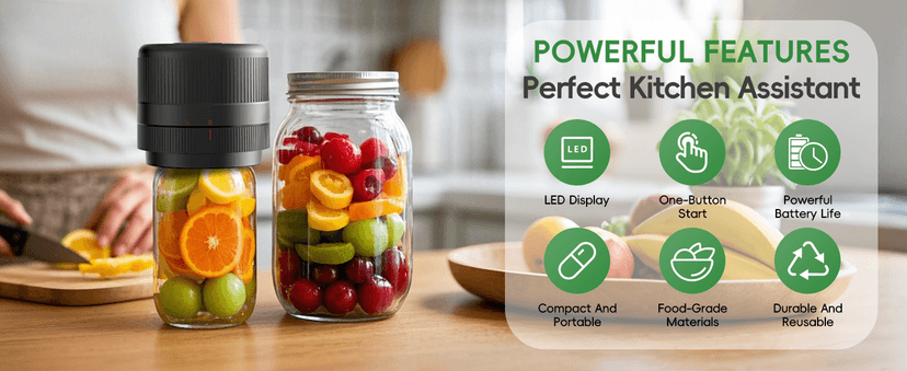 Mason Jar Vacuum Sealer Kit, Electric Sealer for Wide, Regular Mouth Mason Jars, Portable Vacuum Sealer for Jars, Birthday Gifts for Her, Gifts for Mom, Grandma