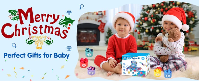 Montessori Toys for 1 Year Old - Cloth Fishing Game Toddler Toys Age 1-2 with Stacking Cups - Sorting Learning Baby Toy 12-18 Months - One Year Old Boy Girl First Birthday Gifts for 1 2 3 Year Old