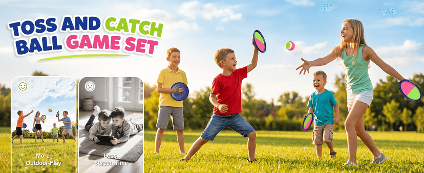 Toss and Catch Velcro Ball Set for Kids Outdoor Toys Yard Games Outside Games Beach Toys for 3 4 5 6 7 8 9 10 Year Old Boys Girls Classic Gift B0H36QJ768