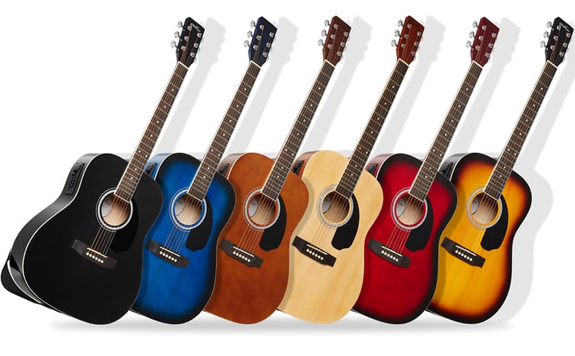 Ashthorpe Full-Size Dreadnought Acoustic-Electric Guitar Bundle - Premium Tonewoods - Brown