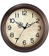 KECYET Wall Clock 10 Inch Battery Operated Silent Non-Ticking Wall Clock Vintage Retro Rustic Style Decorative for Bedroom Living Room Kitchen Home Office (Bronze)