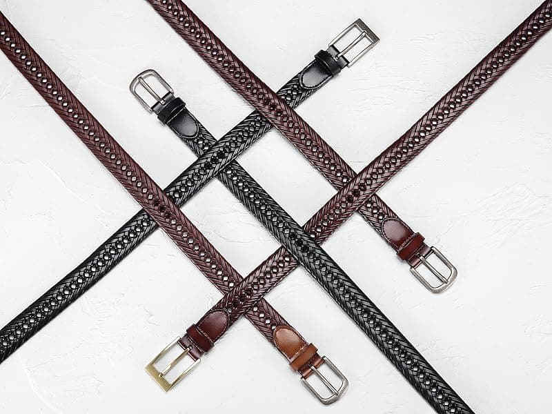 CHAOREN Leather Braided Belts for Men 2 Pack - 1 1/8" Leather Belts in Package Box - Versatile Style Solution