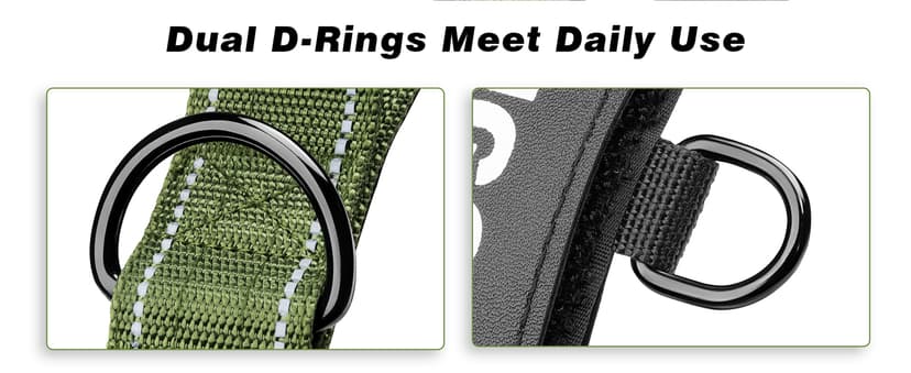 WINGOIN Tactical Dog Collar with AirTag Holder, Heavy Duty Reflective Padded Nylon Collar for Large Dogs, Quick Release Metal Buckle, Dogcollar for Training Walking Hunting, IPX5 Waterproof, Green,L