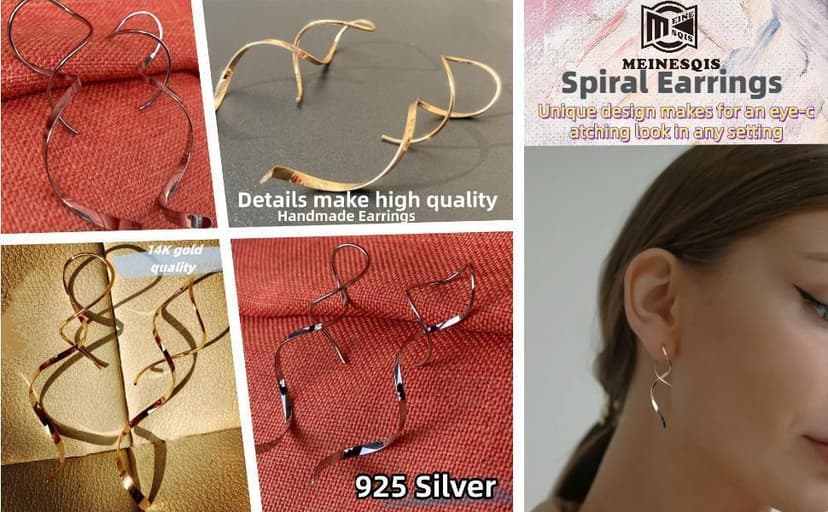 Earrings for Women Spiral threader earrings hand bent dangle earrings for women,suitable for gift giving, perfect for your birthday party, Christmas, gift giving.