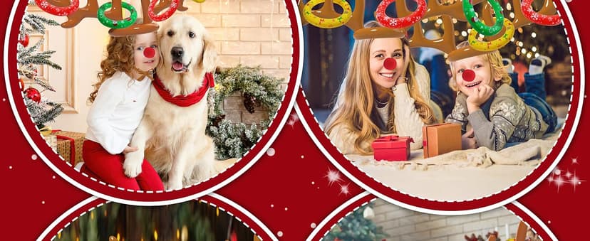 Christmas Games Decorations, Inflatable Reindeer Antler Ring Toss Game, Stocking Stuffers for Men Women Kids Teens Adults, Christmas Party Games Fun Xmas Gifts Carnival Holiday Family