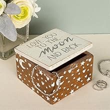 Primitives by Kathy 18192 Classic Hinged Wood Box, 4 x 4 x 2.75-Inches, Good Friends Are Like Stars