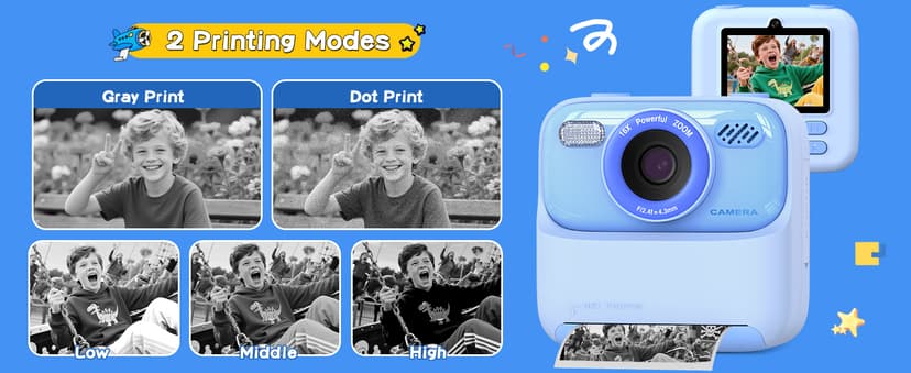 Kids Instant Digital Cameras for Boys and Girls, 1080P HD Dual-Lens Selfie Digital Camera with Print Paper & 32G Card, Christmas Birthday Gifts Toys for Toddler and Teenagers Age 3-16 Years Old