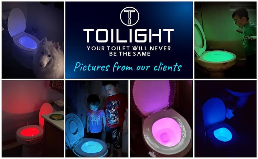 ToiLight The Original Toilet Bowl Night Light. Fun Useful Bathroom Motion Sensor Tech Gadget. Funny Novelty Birthday Gift Idea. Stocking Stuffer for Him Her Guys Men Mom Brother