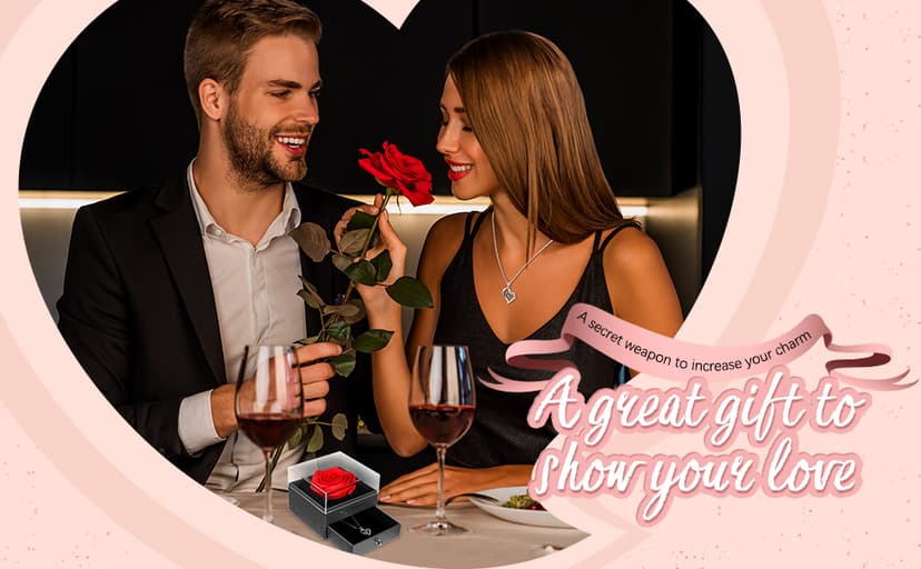 I Love You in 100 Languages Projection Necklace, Preserved Red Rose Flower in Box, Gift for Mother Mom Wife on Anniversary Hicarer Christmas Necklace Gift Girlfriend Women Heart Pendant B08QMKKXNJ