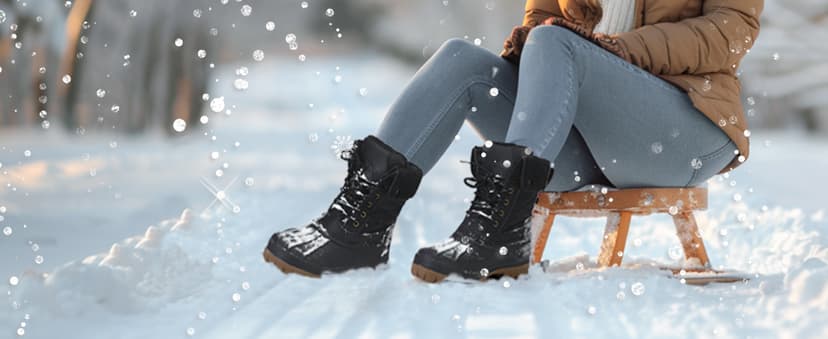 mysoft Women's Waterproof Snow Boots Insulated Warm, Lace-Up Winter Mid Calf Duck Boots for Outdoor