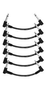 Donner 6 Inch Guitar Patch Cable Guitar Effect Pedal Cables Black 6 Pack