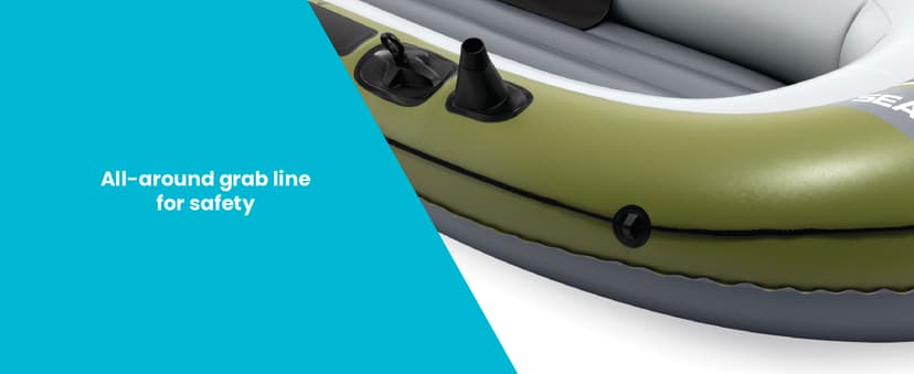 INTEX Seahawk Inflatable Boat Series: Includes Boat Oars and High-Output Pump - Fishing Rod Holders - Gear Pouch