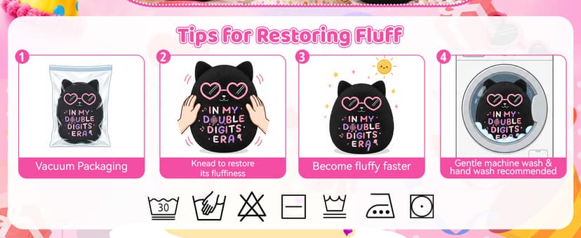 In My Official Teenager Era Gifts, 8" Soft Cute Plushie for Teens Birthday Party Decor 13 Year Old Girl Gifts, Black Cat Birthday Stuffed Animal B0GYX9123J