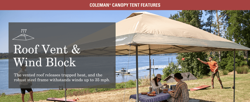 Coleman Skyshade Large Portable Sun Shelter, Easy Setup with Pre-Attached Poles, Canopy Provides Cover from Sand & Sun, Great for Beach, Park, Tailgating, Camping, Backyard & More