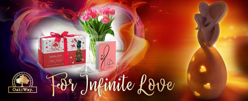 Infinity Love Candle Holder Statue with Flickering LED Candle for Couples, Wife, Husband, Him or Her, Bridal Shower, Engagement, Parents, Registry