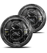 HWSTAR Pair New 1000% Bright Anti-glare 7 Inch Led Headlights Round Compatible with Jeep Wrangler JK JKU TJ LJ Chevy Ford GMC Dodge Mazda Nissan Mack VW etc DOT Approved H6024 Hi/Low Sealed Beam
