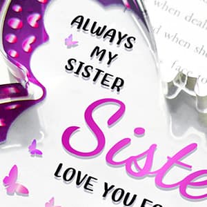 Sister Birthday Gifts, Birthday Gift for Sister from Sisters Brother - Butterfly Shaped Decorative Acrylic Plaque - Sisters Gift for Christmas Valentines Mothers Day Birthday