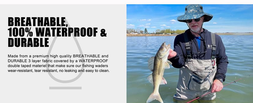 8 Fans Fishing Chest Waders for Men and Women, Waterproof Breathable Stockingfoot Wader -3 Layer Neoprene/Lightweight/Hunting