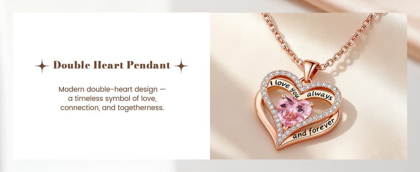 Gifon S925 Sterling Silver Necklace for Women, Wife Jewelry Rose Gold, Mom Birthday Valentines Mothers Day Gifts, Girlfriend Necklaces, Daughter Heart Jewel, Anniversary for Her