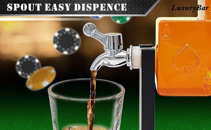 Poker Whiskey Decanter Sets for Men, 27oz Whiskey Decanter Set with Tray, Spout & Stones,Casino Liquor Decanter Dispenser Decanters for Alcohol Tequila Decanter Bourbon Gifts for Men Dad Him Husband