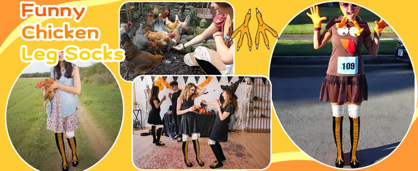 WHOTAY Crazy Funny Chicken Leg Socks for Women Men Novelty Chicken Feet Socks White Elephant Gifts for Adults Gag Gifts
