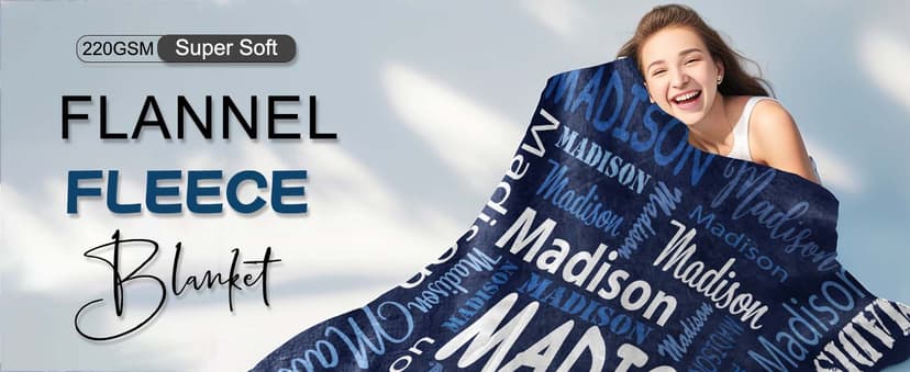 Ships Next Day, Personalized Blankets and Throws Custom Blanket with Name Customized Flannel Blanket for Kids Christmas Blanket Gifts for Teen Girls Boys
