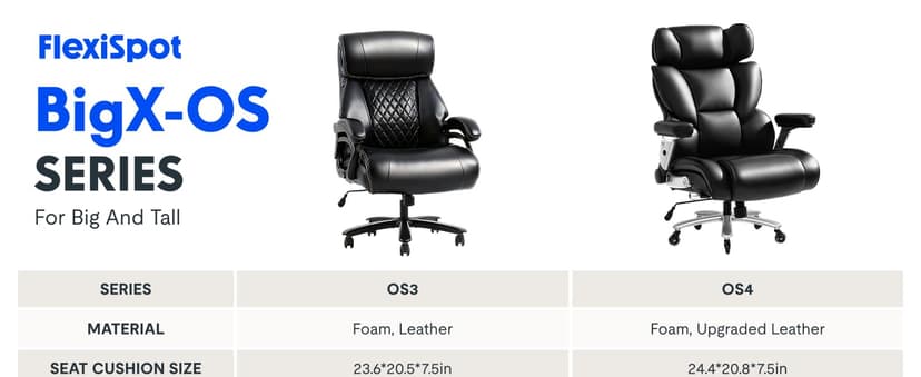 FLEXISPOT 500lbs Big and Tall Office Chair for Heavy People, Heavy Duty Computer Chair with Stable Arms Adjustable Lumbar Support Metal Base, Desk Chairs for Home Office Gaming Working, Leather, Brown