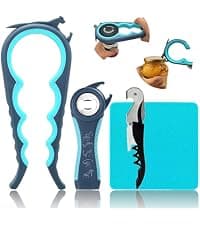 Otstar Jar Opener Bottle Opener and Can Opener for Weak hands, Seniors with Arthritis and Anyone with Low Strength, Mutil Jar Opener Get Lids Off Easily (Blue and Grey)