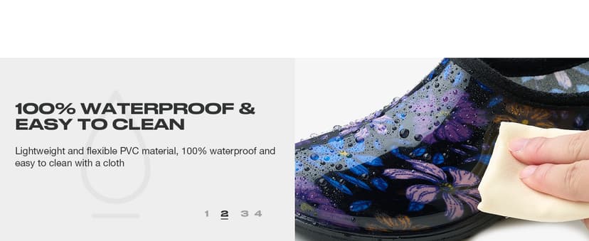 HISEA Waterproof Garden Shoe for Women Outdoor Slip-On Rain Boots Rubber Rain Shoes Short Ankle Booties and Garden Clogs with Comfort Insole