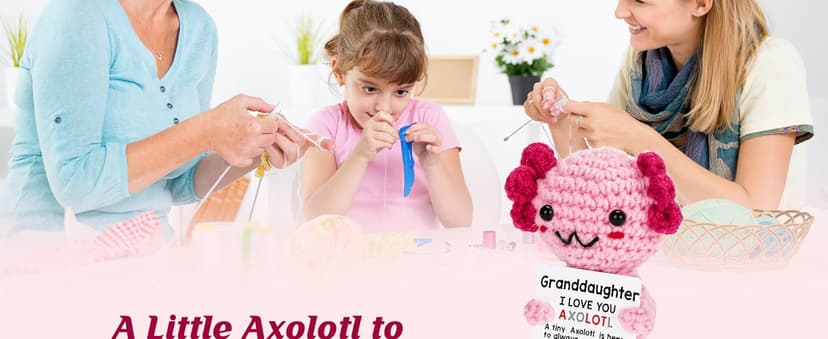 Gifts for New Relationship, Crushes, Valentines, Anniversaries for Him or Her - Mini Crochet Axolotl - Turns Out I Like You More Than Planned, Will You Be My Girlfriend Boyfriend Gf Bf