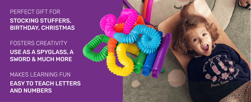 Nutty Toys Pop Tubes - Sensory Toys - Endless Creativity & Fun for Kids and Toddlers |8 Pack Large| - Connect & Pop! Top ADHD Autism Fidget 2025, Best Boy & Girl Christmas Stocking Stuffers Gift Idea