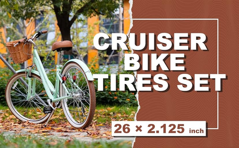 26x2.125 Cruiser Bike Tires: MOHEGIA 2-Pack 26 Inch Folding Tires with Pair Bike Tubes & Tire Levers Replacement Set for Beach Cruiser and Urban Commuting Bicycle