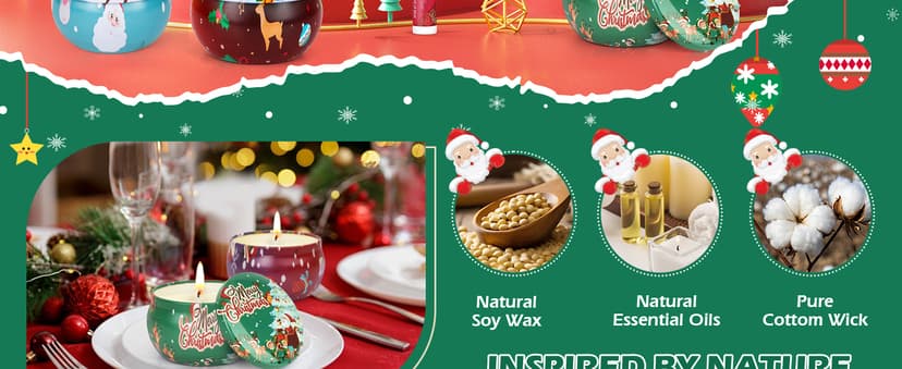 Candles Gifts for Women, 4 Christmas Scented Candles, 4 Mini Hand Cream Lotion & 4 Lip Blam Gift Set for Women, Ideal Party Favors Christmas Gifts Stocking Stuffers for Mom, Coworker, Teacher, Friend