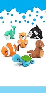 Tub Works® Dinos™ Dinosaur Light Up Bath Toys, 6 Pack | Water-Activated Light Up Toys Flash & Change Color | Easy-Grip Baby & Toddler Bath Toys | Sensory Bath Lights Watertight Bathtub Toys