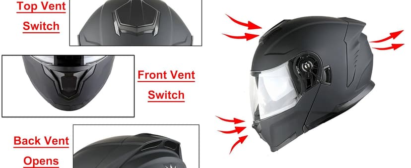 1Storm Motorcycle Street Bike Modular/Flip up Dual Visor Sun Shield Full Face Helmet HJK920