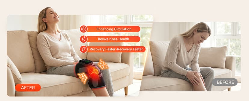 Red Light Therapy Knee Massager 660nm & 850nm, Heated Vibration Knee Brace Cordless Rechargeable 5000mAh, Timer & Pulse Modes for Knee Elbow Shoulder Joint Comfort Support Device B0GS5MWP52