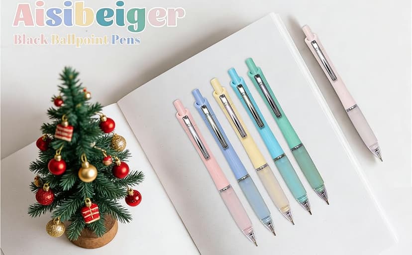 Aisibeiger Ball Point Pen Black Ink Ballpoint Pens with Super Soft Grip Medium Point 1.0mm Office Pens (6 pack)